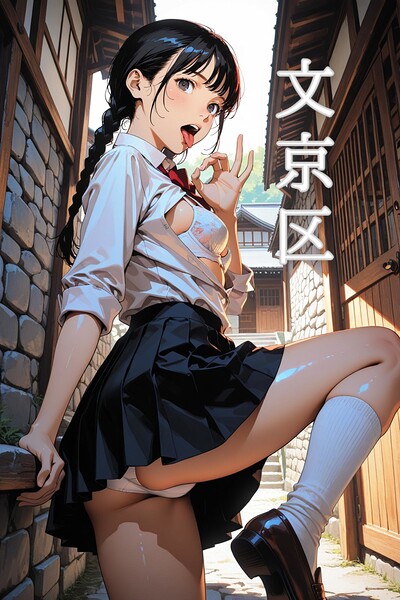 【フルカラー】東京禁断スクールガール:文京区 ー艶黒髪のおさげ、路地裏に乱れる優等生ー❤シナリオ・フレーム